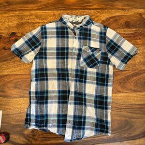 Shaun White Shirt Youth Boys Medium‎ XL (16) Short Sleeve Button Up Cotton Plaid